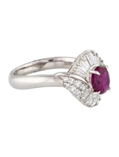 Pre-owned Ring Platinum Ruby & Diamond Cocktail  In Multi