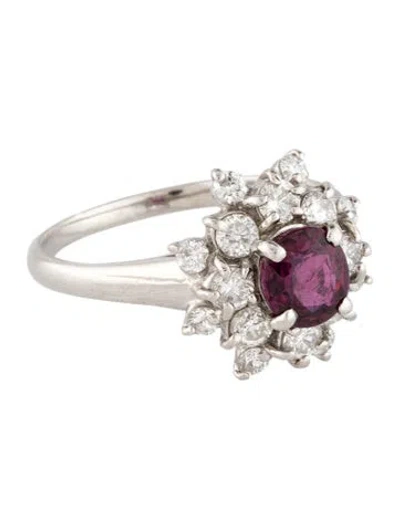 Pre-owned Ring Platinum Ruby & Diamond Cocktail  In Multi