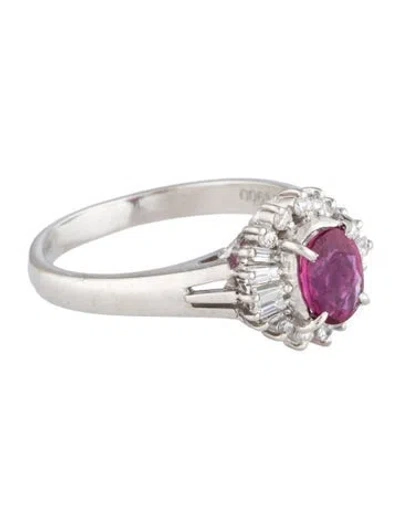 Pre-owned Ring Platinum Ruby & Diamond Cocktail  In Multi