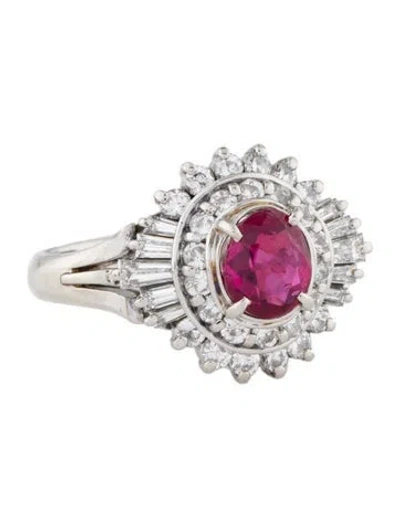 Pre-owned Ring Platinum Ruby & Diamond Cocktail  In Multi