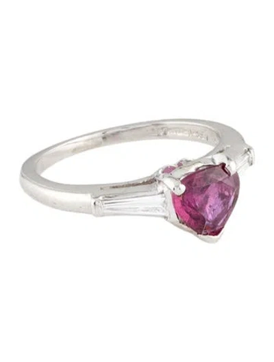 Pre-owned Ring Platinum Ruby & Diamond Cocktail  In Multi