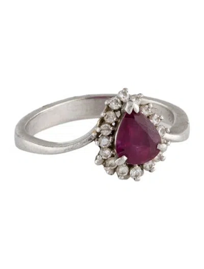 Pre-owned Ring Platinum Ruby & Diamond Cocktail  In Multi
