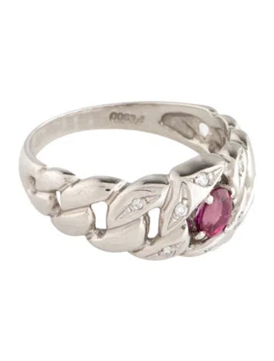 Pre-owned Ring Platinum Ruby & Diamond Cocktail  In Multi