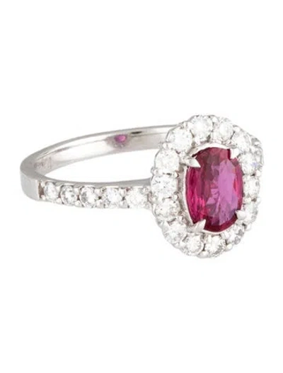 Pre-owned Ring Platinum Ruby & Diamond Cocktail  In Multi