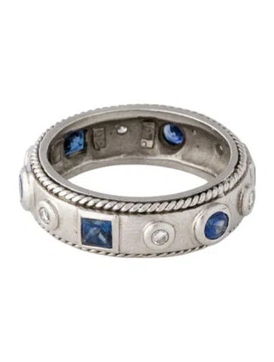 Pre-owned Ring Platinum Sapphire & Diamond Band In Multi