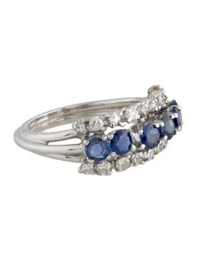 Pre-owned Ring Platinum Sapphire & Diamond Band  In Multi