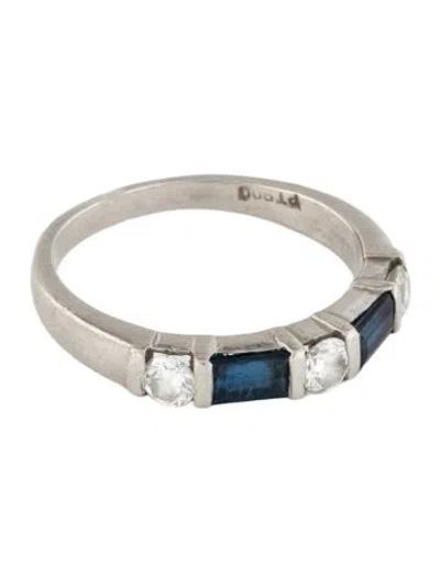 Pre-owned Ring Platinum Sapphire & Diamond Band  In Multi