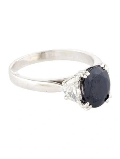 Pre-owned Ring Platinum Sapphire & Diamond Cocktail  In Multi