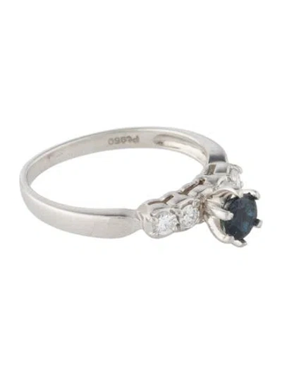 Pre-owned Ring Platinum Sapphire & Diamond Cocktail  In Multi