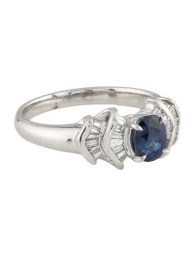 Pre-owned Ring Platinum Sapphire & Diamond Cocktail  In Multi