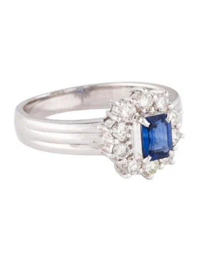 Pre-owned Ring Platinum Sapphire & Diamond Cocktail  In Multi