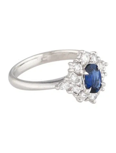 Pre-owned Ring Platinum Sapphire & Diamond Cocktail  In Multi