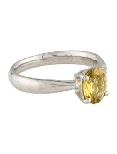 Pre-owned Ring Platinum Sapphire Solitaire  In Multi