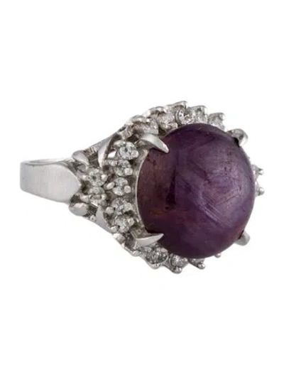 Pre-owned Ring Platinum Star Ruby & Diamond Cocktail  In Multi