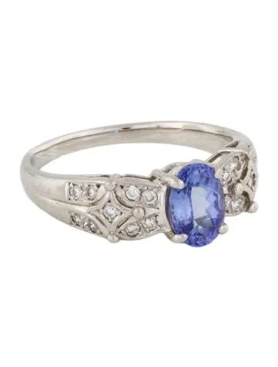 Pre-owned Ring Platinum Tanzanite & Diamond Cocktail  In Multi