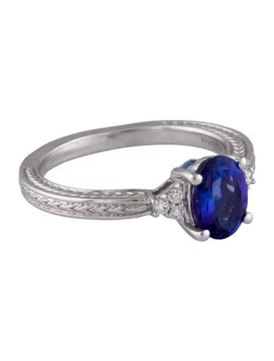 Pre-owned Ring Platinum Tanzanite & Diamond Cocktail  In Multi