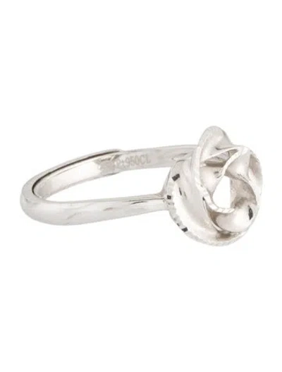 Pre-owned Ring Platinum Textured Flower  In Multi