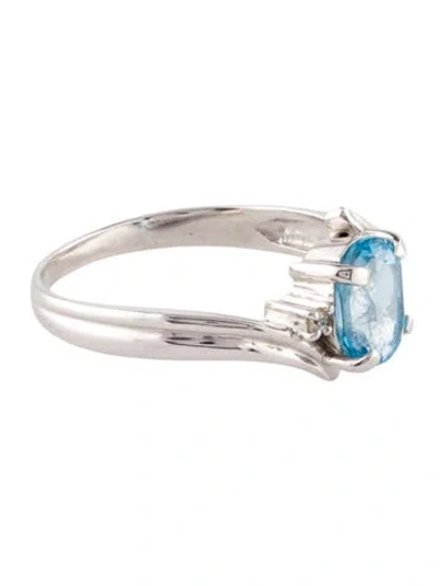 Pre-owned Ring Platinum Topaz & Diamond Cocktail  In Multi