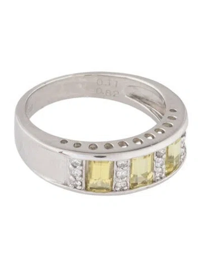 Pre-owned Ring Platinum Tourmaline & Diamond Band In Multicolor