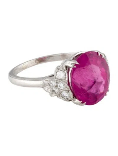 Pre-owned Ring Platinum Tourmaline & Diamond Cocktail  In Multi