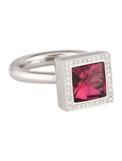 Pre-owned Ring Platinum Tourmaline & Diamond  In Multi