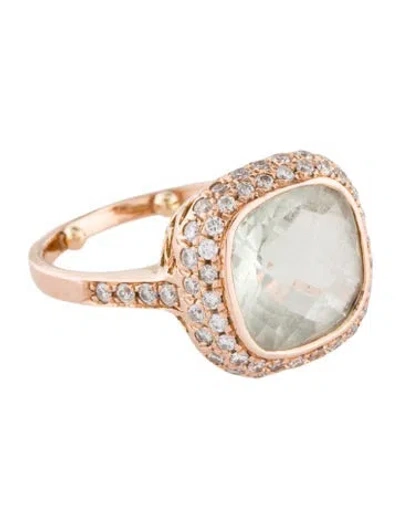 Pre-owned Ring Prasiolite & Diamond Cocktail  In Multi