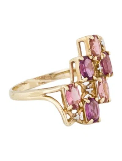 Pre-owned Ring Rhodolite & Tourmaline Cocktail  In Multi