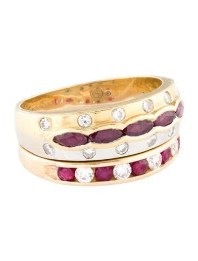 Pre-owned Ring Ruby & Diamond Band In Multi