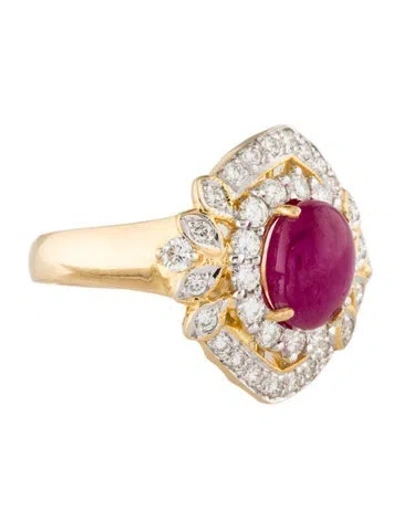 Pre-owned Ring Ruby & Diamond Cocktail  In Multi
