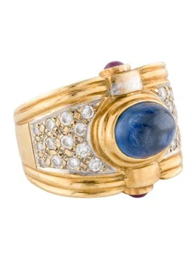 Pre-owned Ring Rudolf Friedmann 18k 3.86ct Sapphire, Ruby & Diamond  In Multi