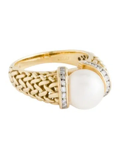 Pre-owned Ring Scott Keating Designs 18k Pearl & Diamond Summit Glissade Cocktail  In Multi