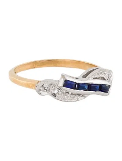 Pre-owned Ring Synthetic Sapphire & Diamond Band In Multi