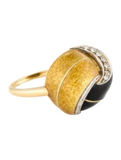 Pre-owned Ring Toliro 18k Diamond, Resin & Enamel Knot  In Multi