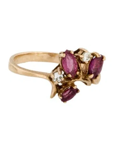 Pre-owned Ring Trubrite 10k Ruby & Diamond Cocktail  In Multi
