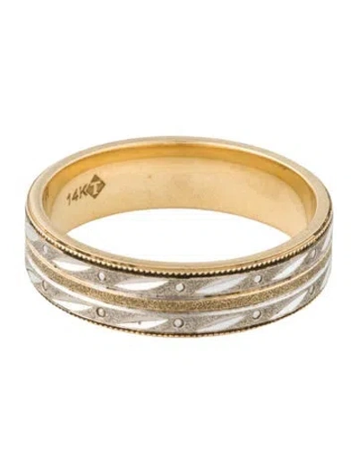 Pre-owned Ring Two-tone Carved Accent Band In Multi