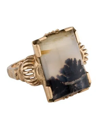 Pre-owned Ring Vintage 10k Dendritic Agate Cocktail  In Multi