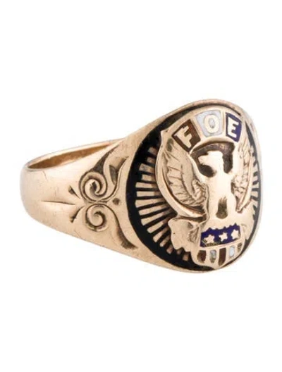 Pre-owned Ring Vintage 10k Enamel Signet  In Multi