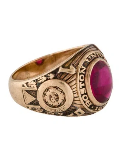 Pre-owned Ring Vintage 10k Synthetic Ruby Class  In Multi