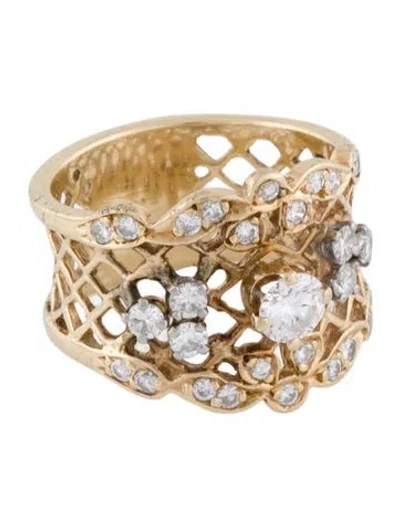 Pre-owned Ring Vintage 14k Diamond Cocktail Band In Multicolor
