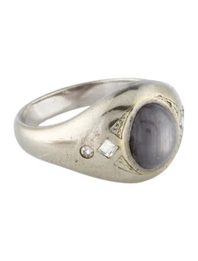 Pre-owned Ring Vintage 14k Star Sapphire & Diamond Cocktail  In Multi