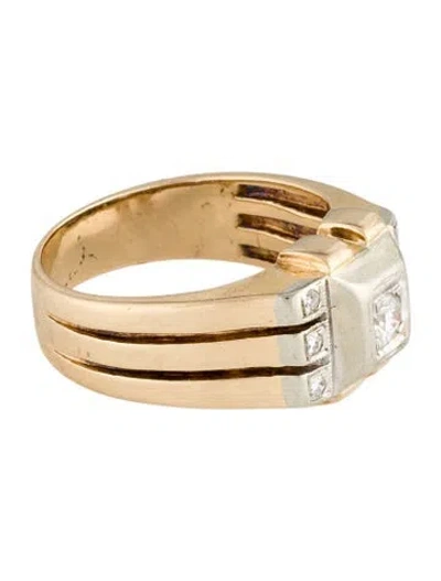 Pre-owned Ring Vintage 14k Two-tone Diamond Cocktail  In Multi