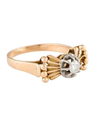 Pre-owned Ring Vintage 18k Diamond Cocktail  In Multi