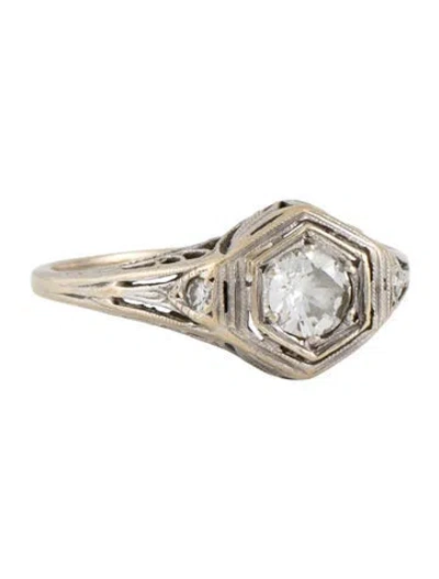Pre-owned Ring Vintage 18k Diamond Engagement In Multi