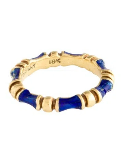 Pre-owned Ring Vintage 18k Enamel Bamboo Stack Band In Multi