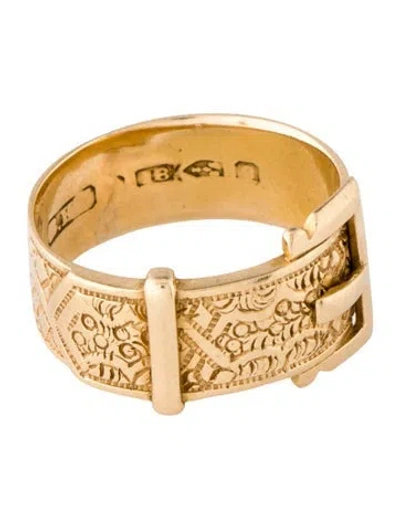 Pre-owned Ring Vintage 18k Engraved Belt  In Multicolor