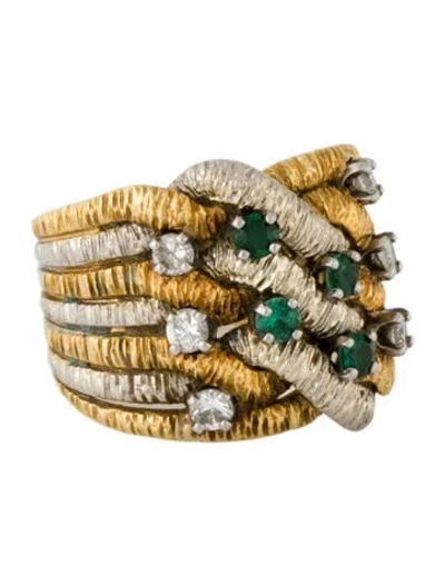 Pre-owned Ring Vintage 18k Synthetic Spinel Triplet & Diamond Cocktail  In Multicolor