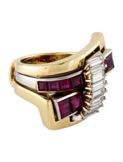 Pre-owned Ring Vintage 2.32ctw Ruby & Diamond Bypass Band W/custom  Jacket In Multi