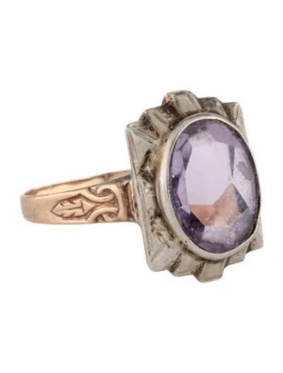 Pre-owned Ring Vintage 9k 4.42ctw Amethyst Cocktail  In Multicolor