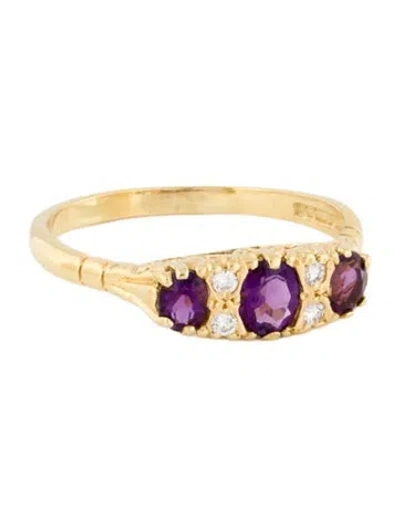 Pre-owned Ring Vintage Charles Green & Son 18k Amethyst & Diamond  In Multicolor