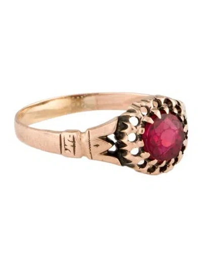 Pre-owned Ring Vintage Garnet & Glass Doublet Cocktail  In Multi